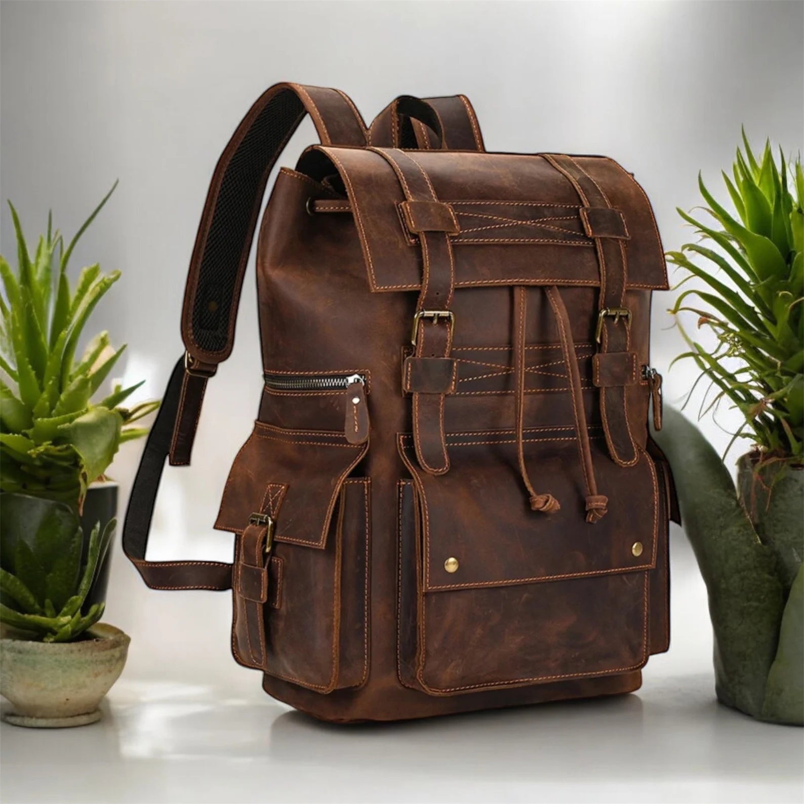 18 Inch Leather laptop backpack – Majestic Masterpiece