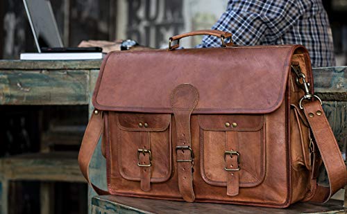 Leather Briefcase Laptop Messenger Bag