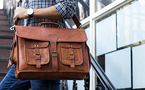 Leather Briefcase Laptop Messenger Bag