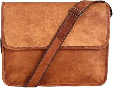 Amazing Leather Messenger Bag, Half Flap Bag, 11x15 Inch, Tan Brown