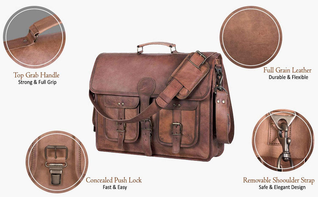 Leather Briefcase Laptop Messenger Bag