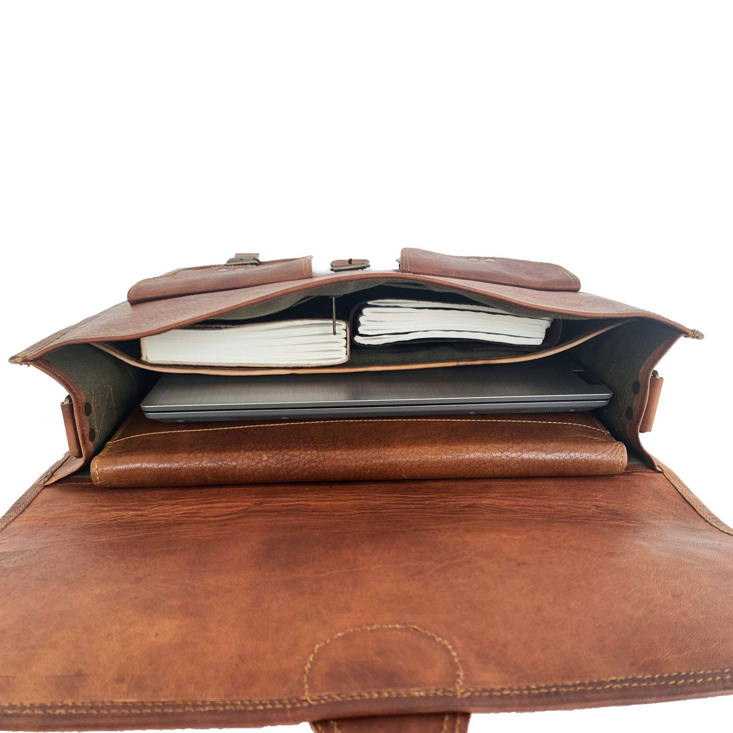 Leather Briefcase Laptop Messenger Bag