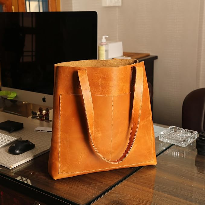 Vintage Genuine Leather Tote Shoulder Bag