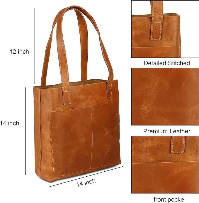 Vintage Genuine Leather Tote Shoulder Bag