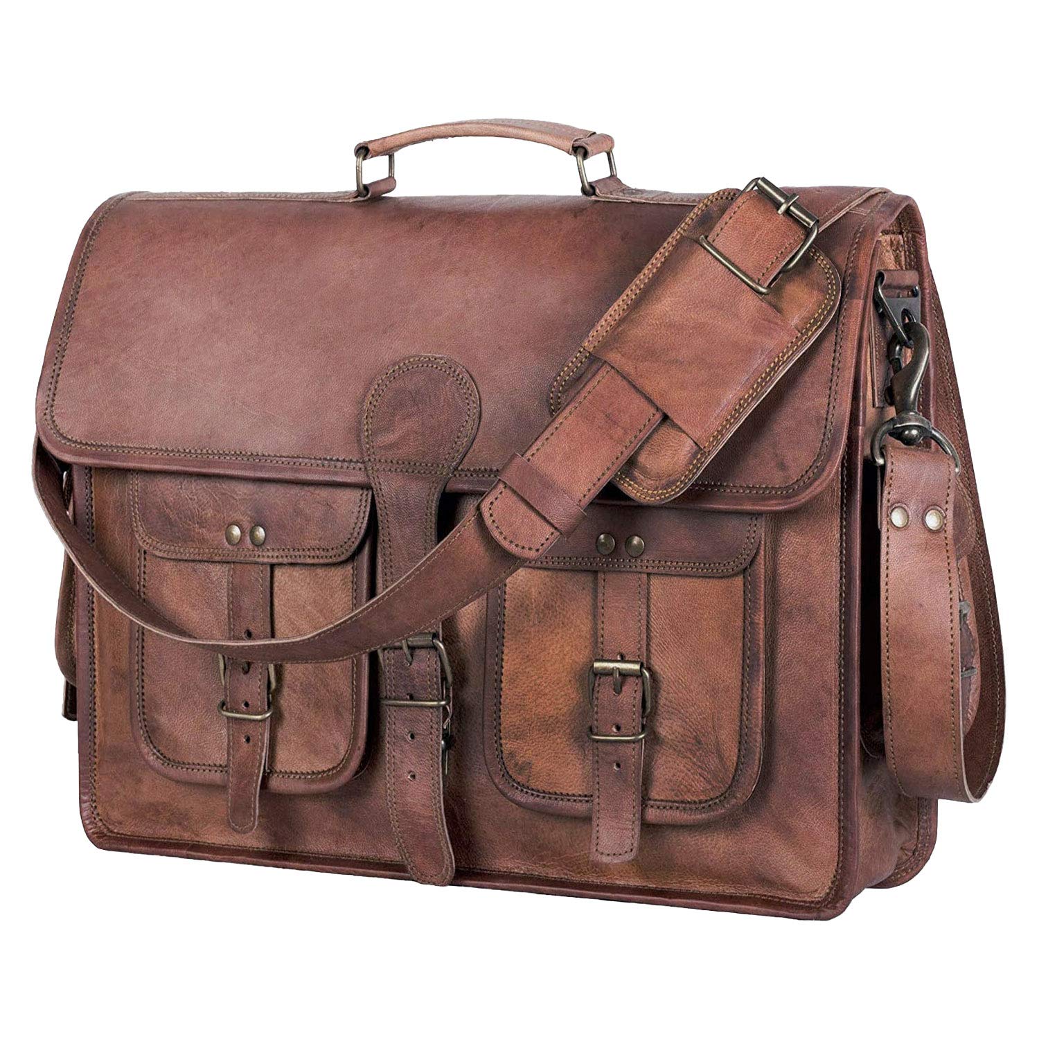 Leather Briefcase Laptop Messenger Bag