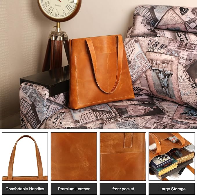 Vintage Genuine Leather Tote Shoulder Bag