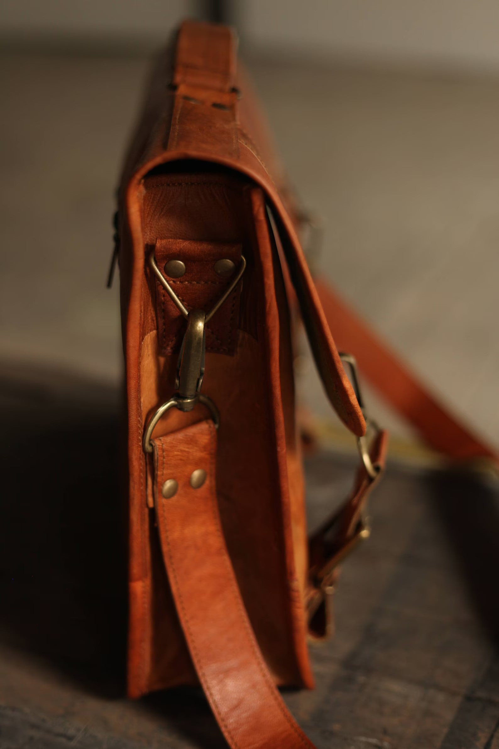 Custom Calgary Men's Leather Messenger Bag