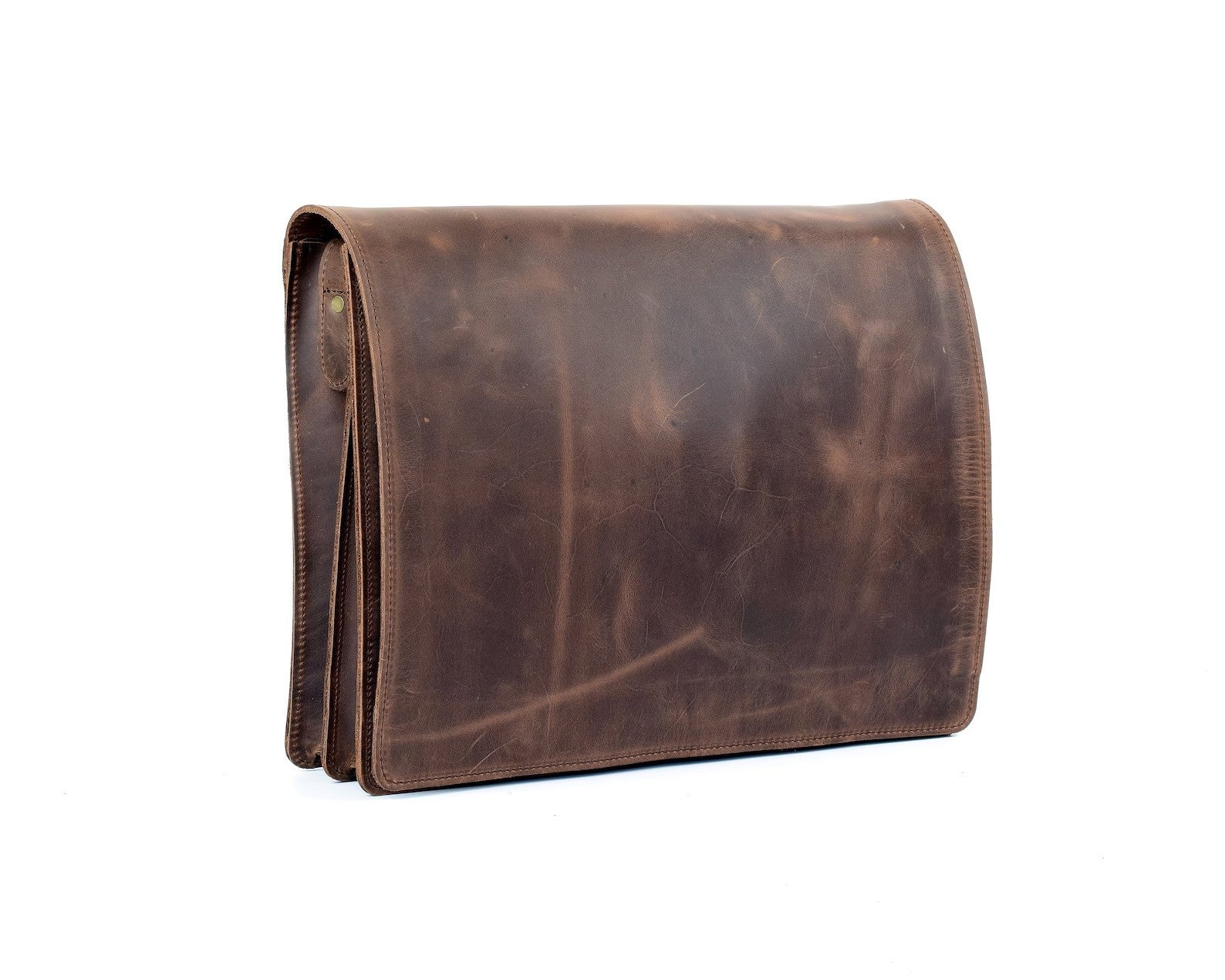 Waxed Brown Leather Messenger Bag