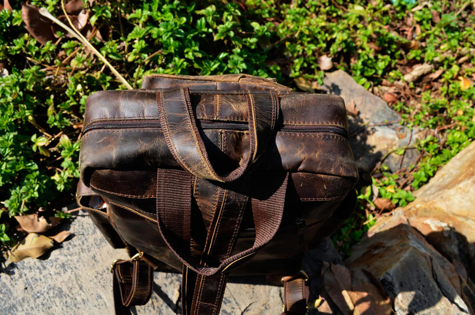 Leather Backpack Travel Rucksack Bag