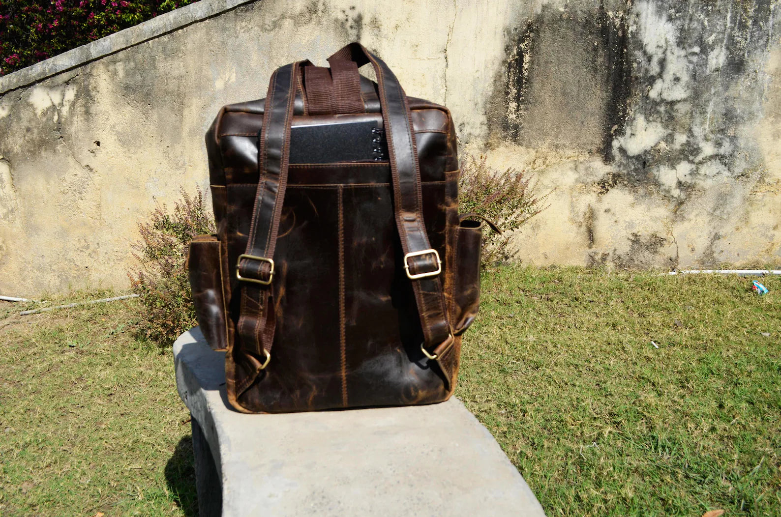 Leather Backpack Travel Rucksack Bag