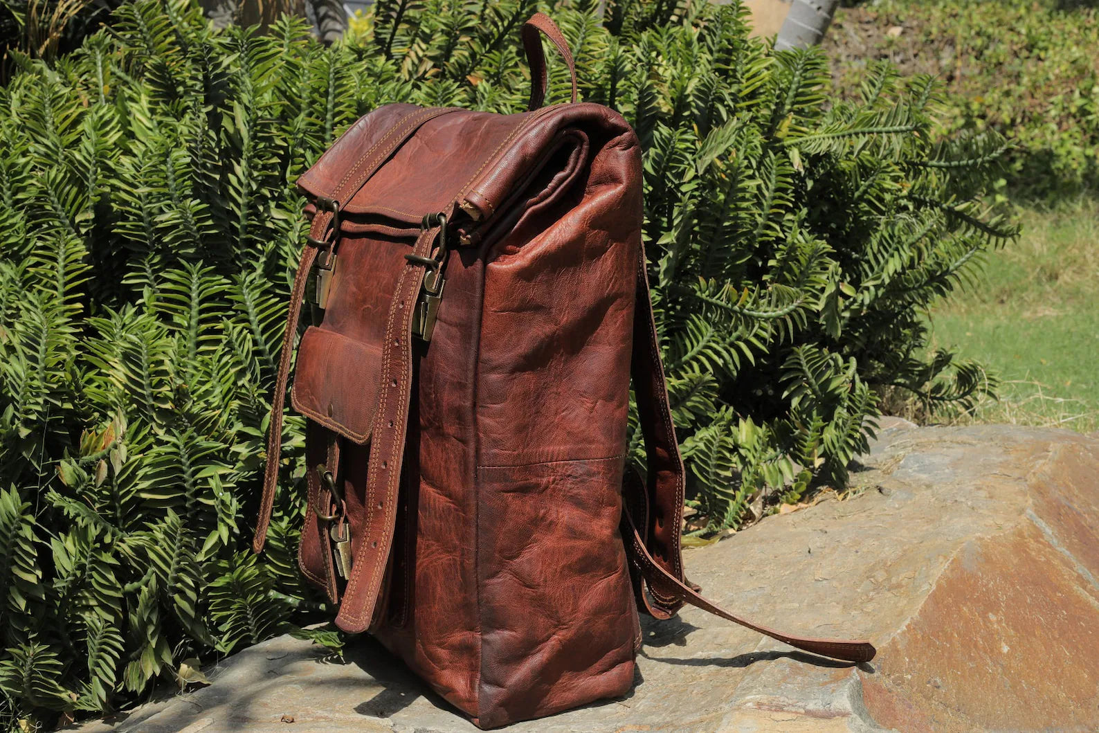 Leather Backpack, Leather Roll-on Bag