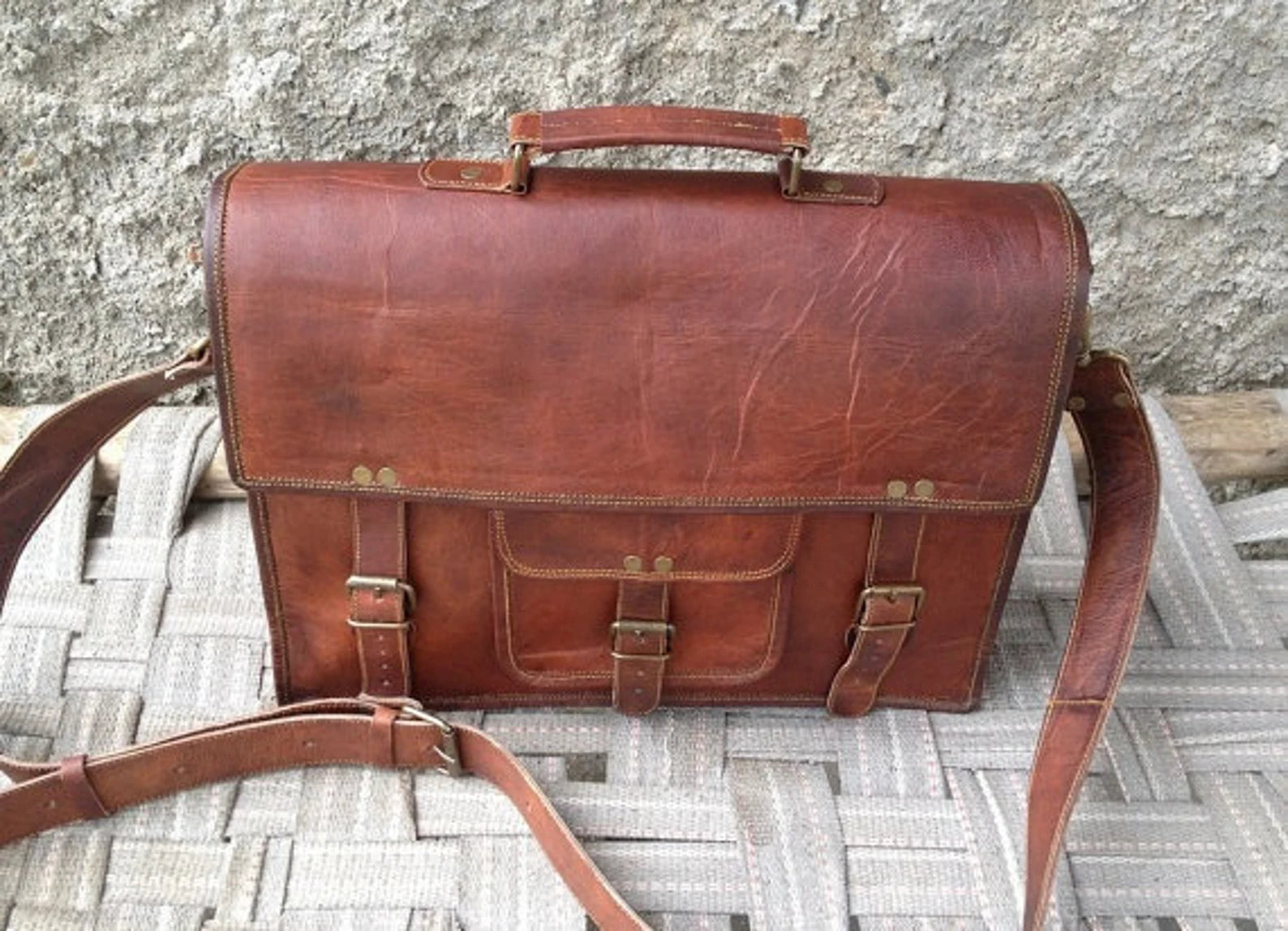 Retro Style Leather Messenger Bag