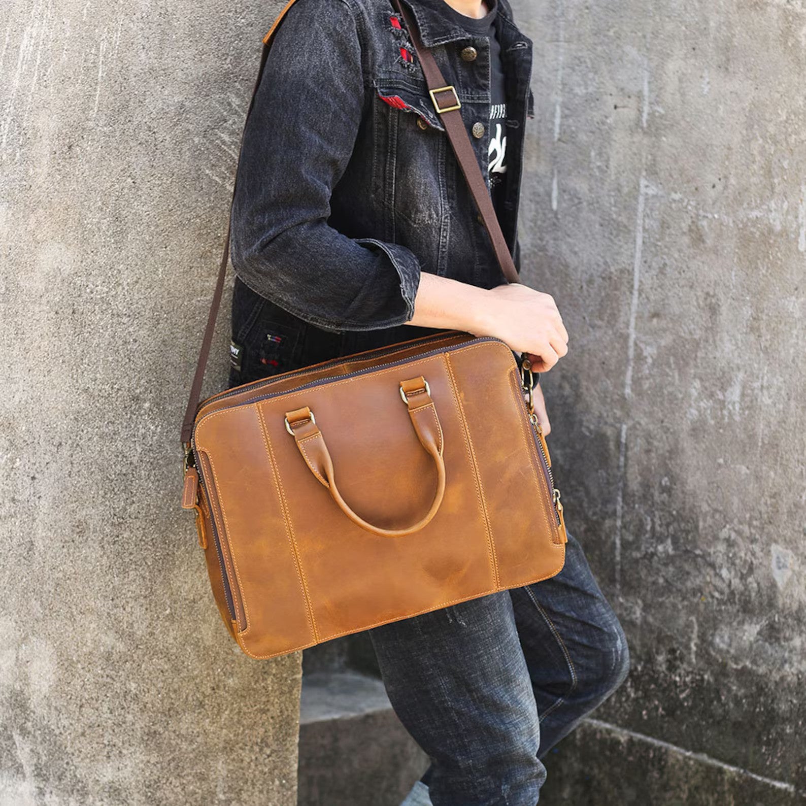 Leather Briefcase, Leather Messenger Bag