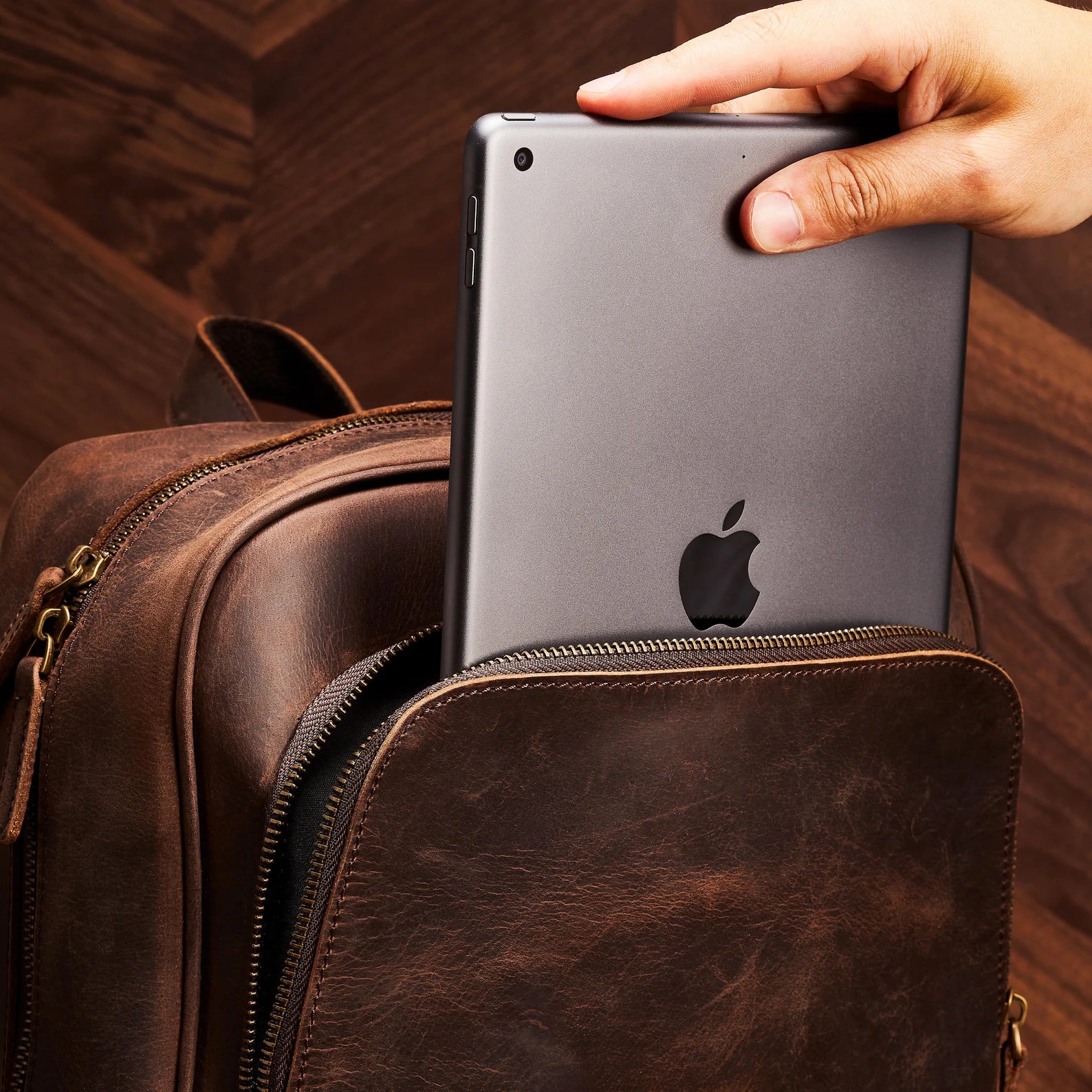 Leather Rucksack with Leather Backpack