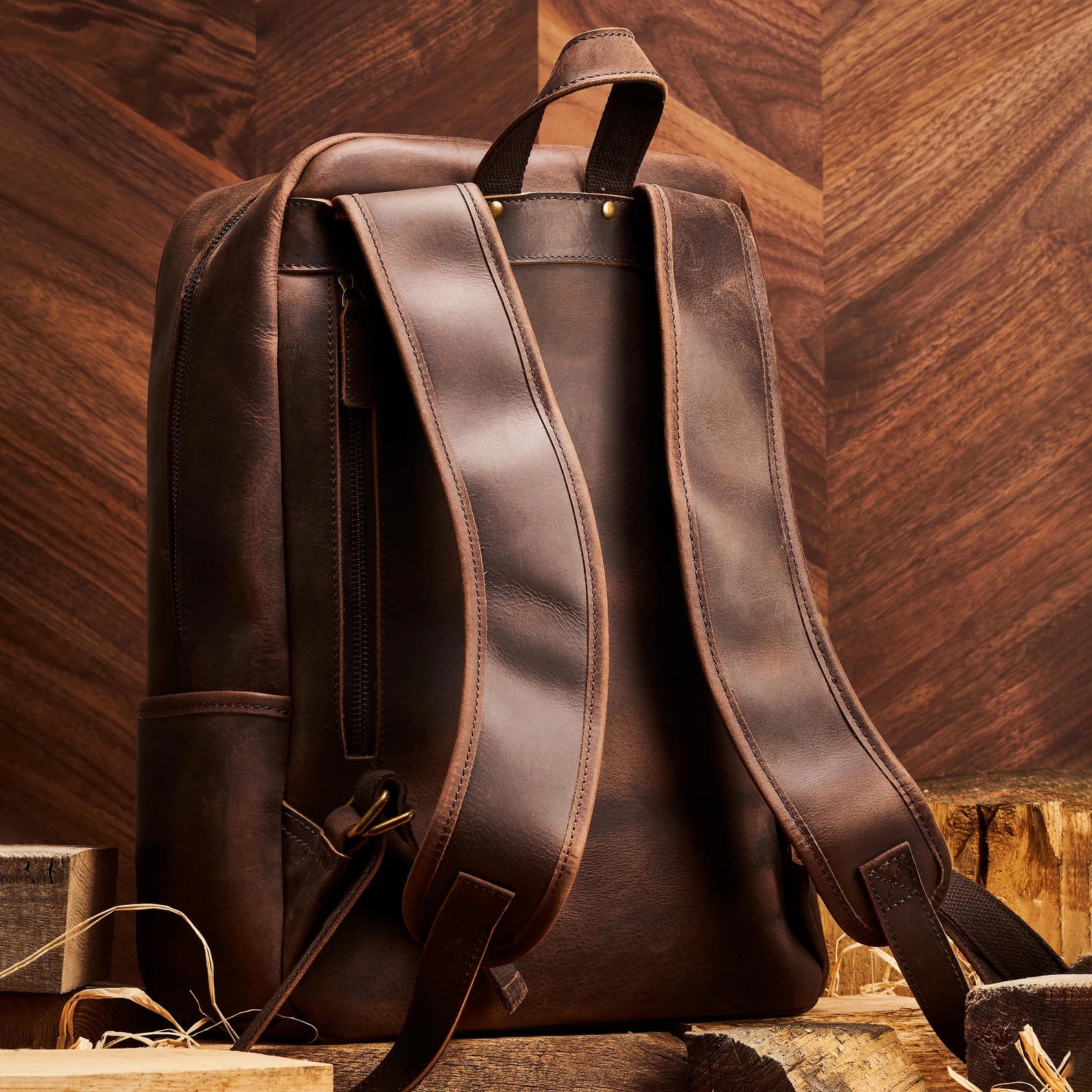 Leather Rucksack with Leather Backpack