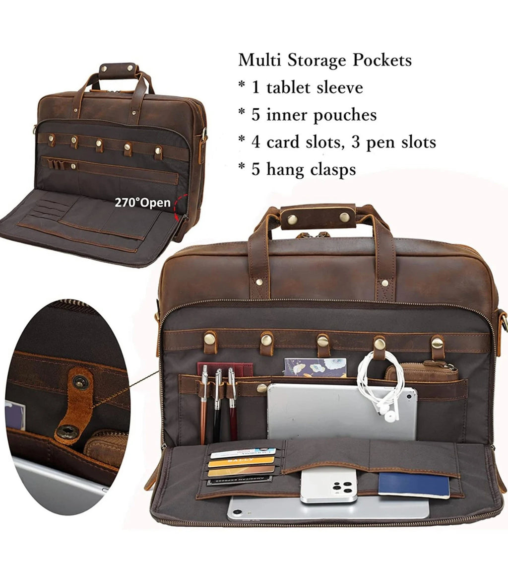 Leather briefcase man, pure leather