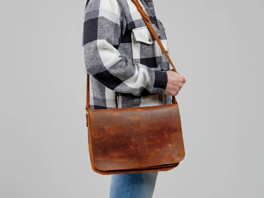 Leather messenger bag, leather bag