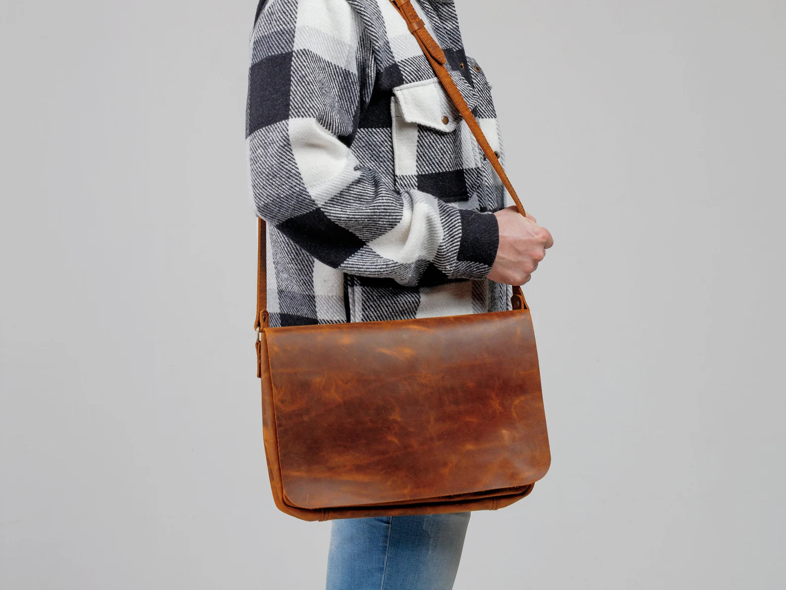 Leather messenger bag, leather bag