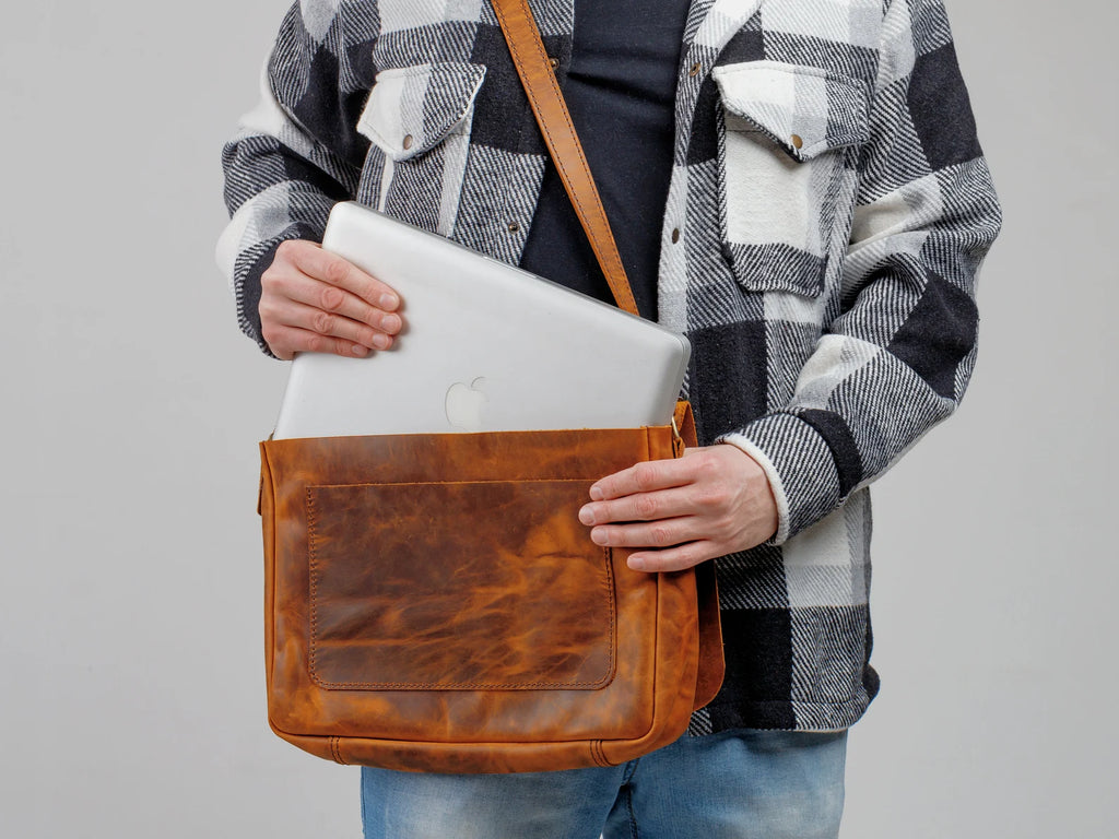 Leather messenger bag, leather bag