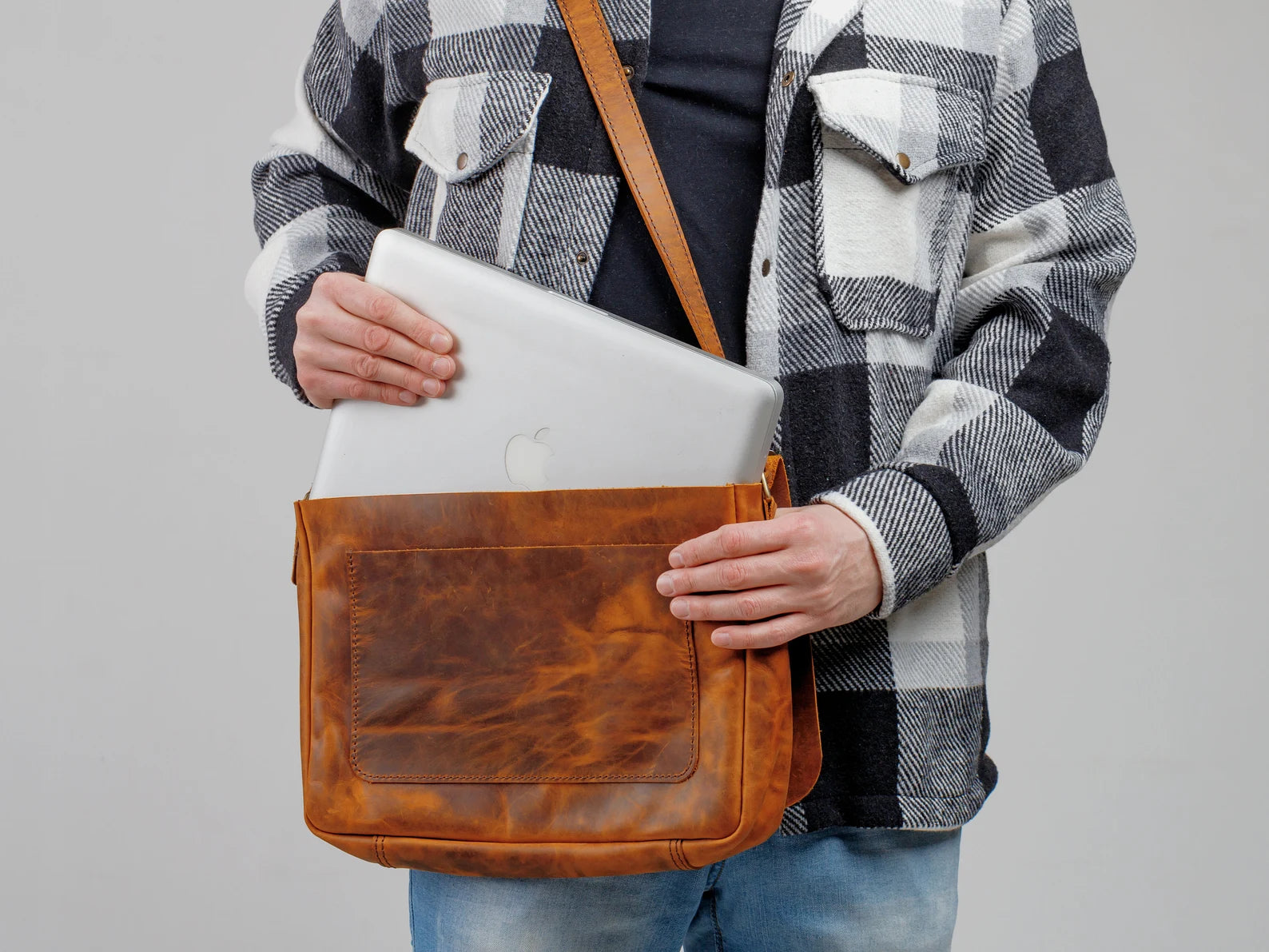 Leather messenger bag, leather bag