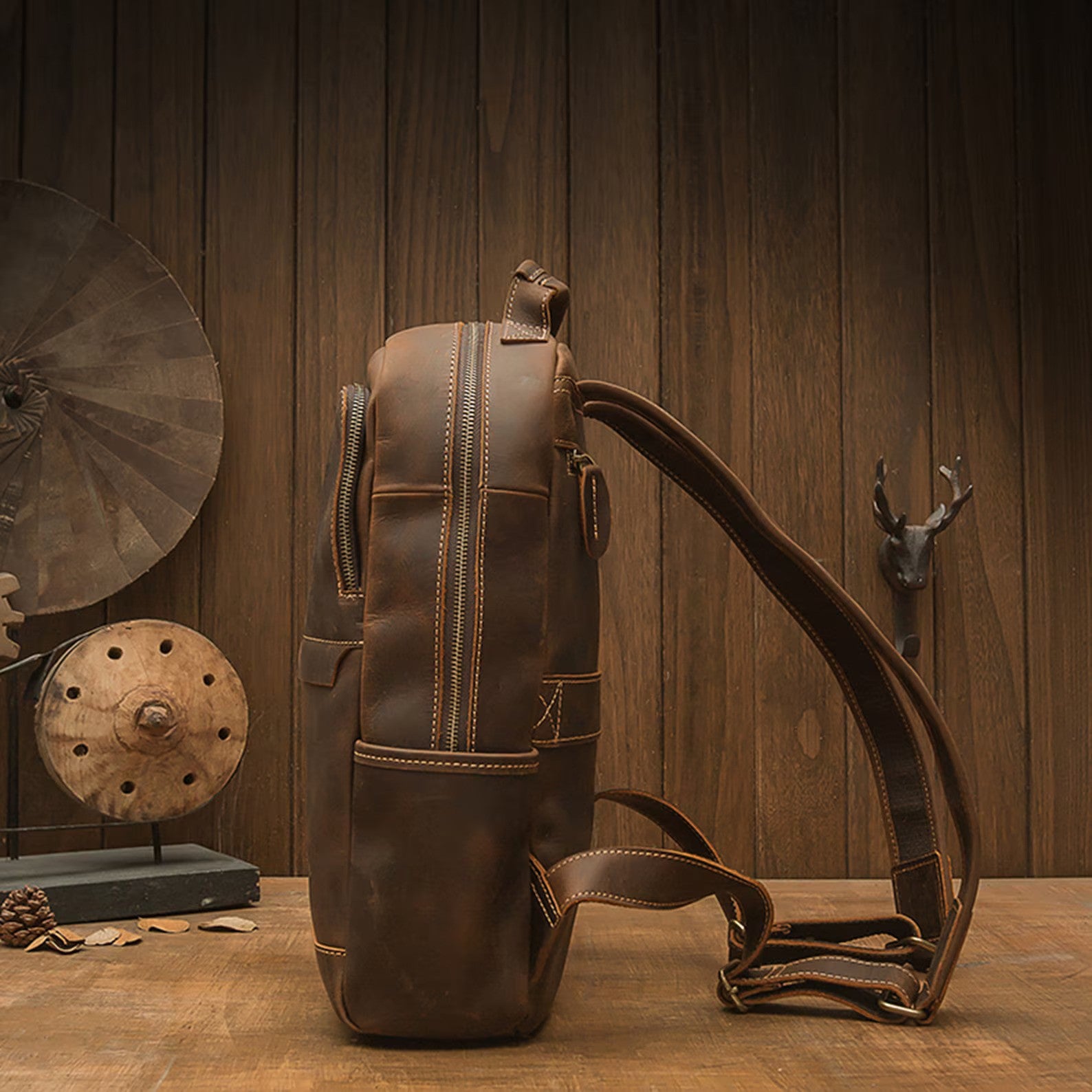 Vintage Leather Backpack, Rucksack