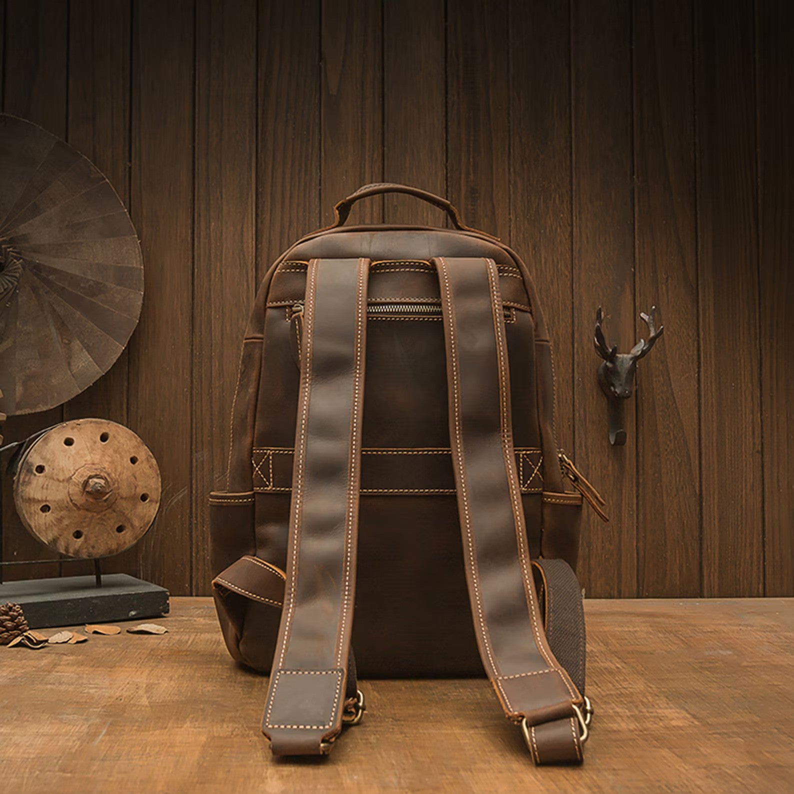 Vintage Leather Backpack, Rucksack