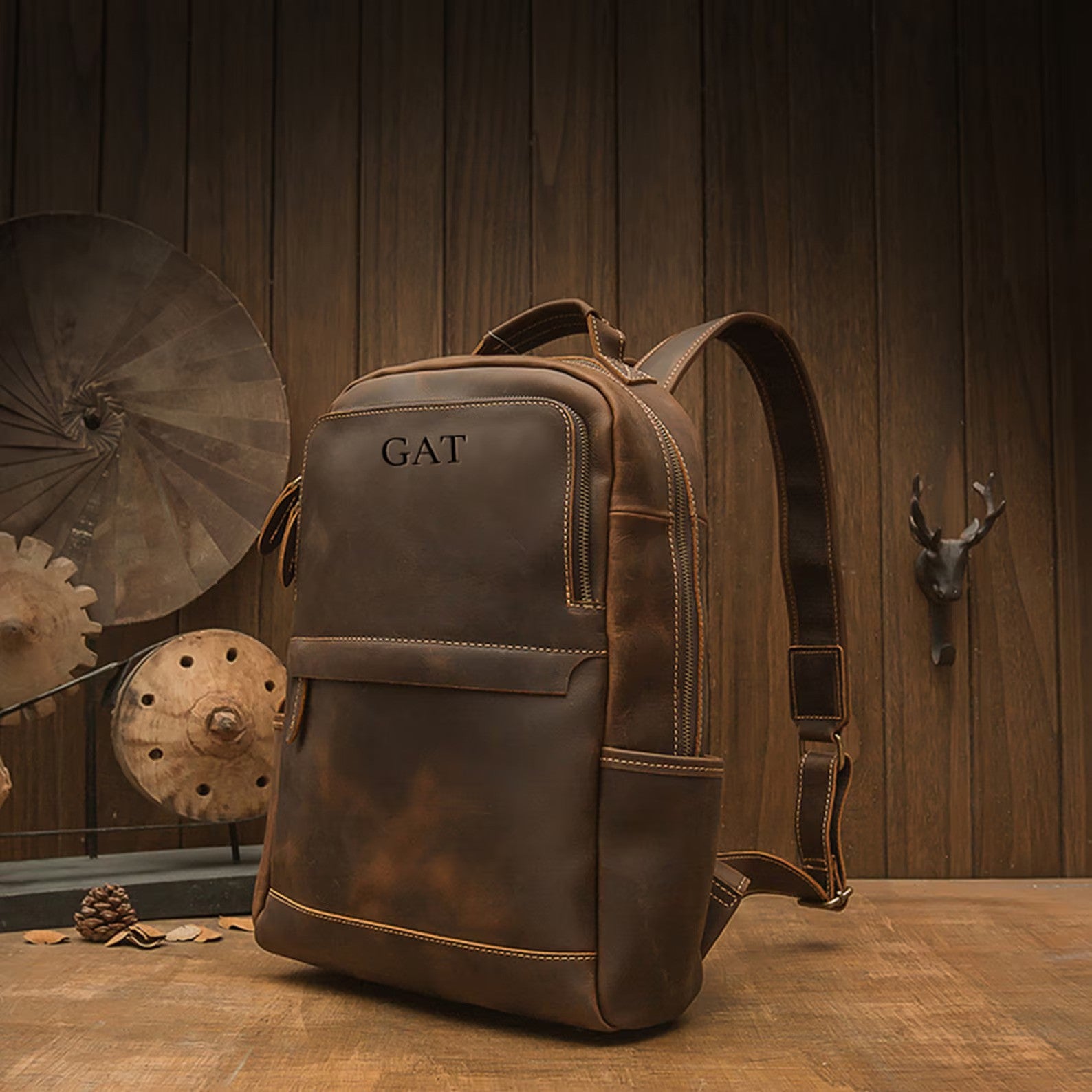 Vintage Leather Backpack, Rucksack