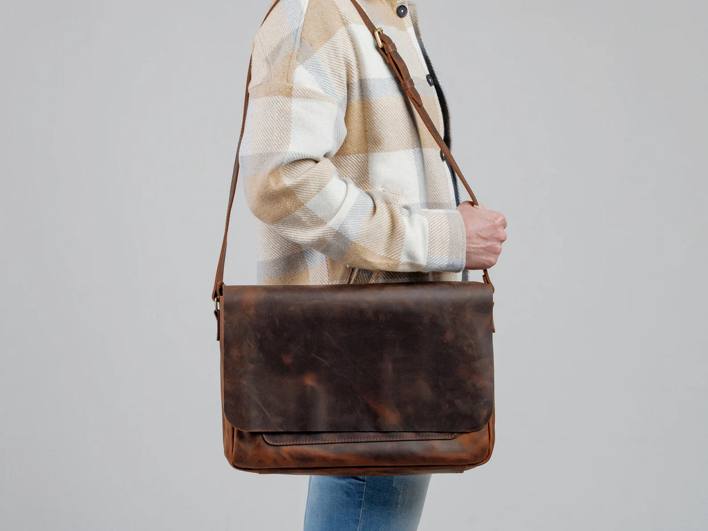 leather messenger bag laptop shoulder bag
