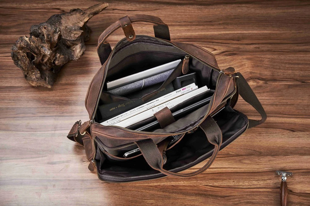 Vintage Leather Briefcase, Messenger Bag