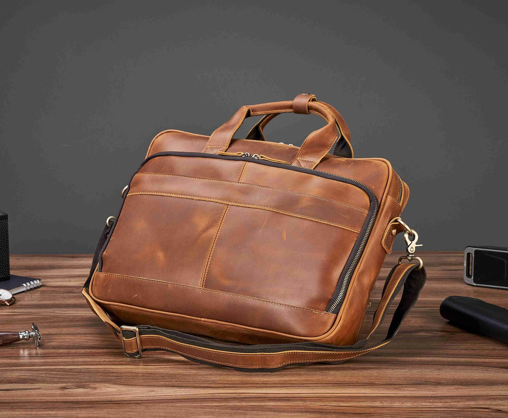 Vintage Leather Briefcase, Messenger Bag