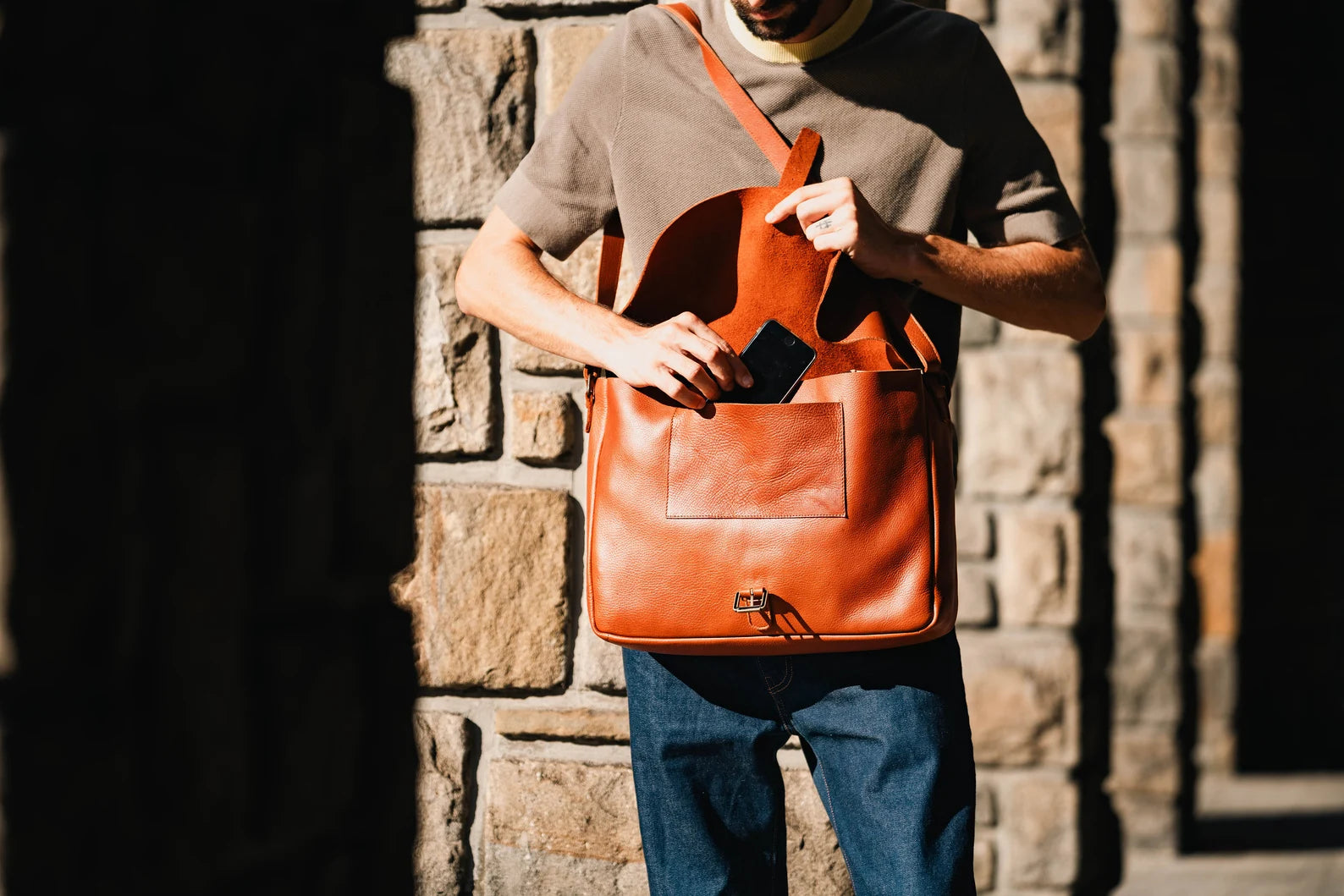 Handmade Messenger Bag with Minimalist Style