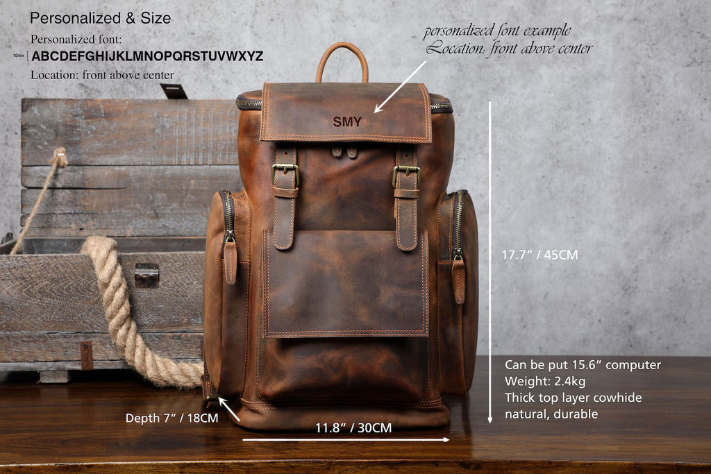 Leather Backpack Leather Travel Knapsack