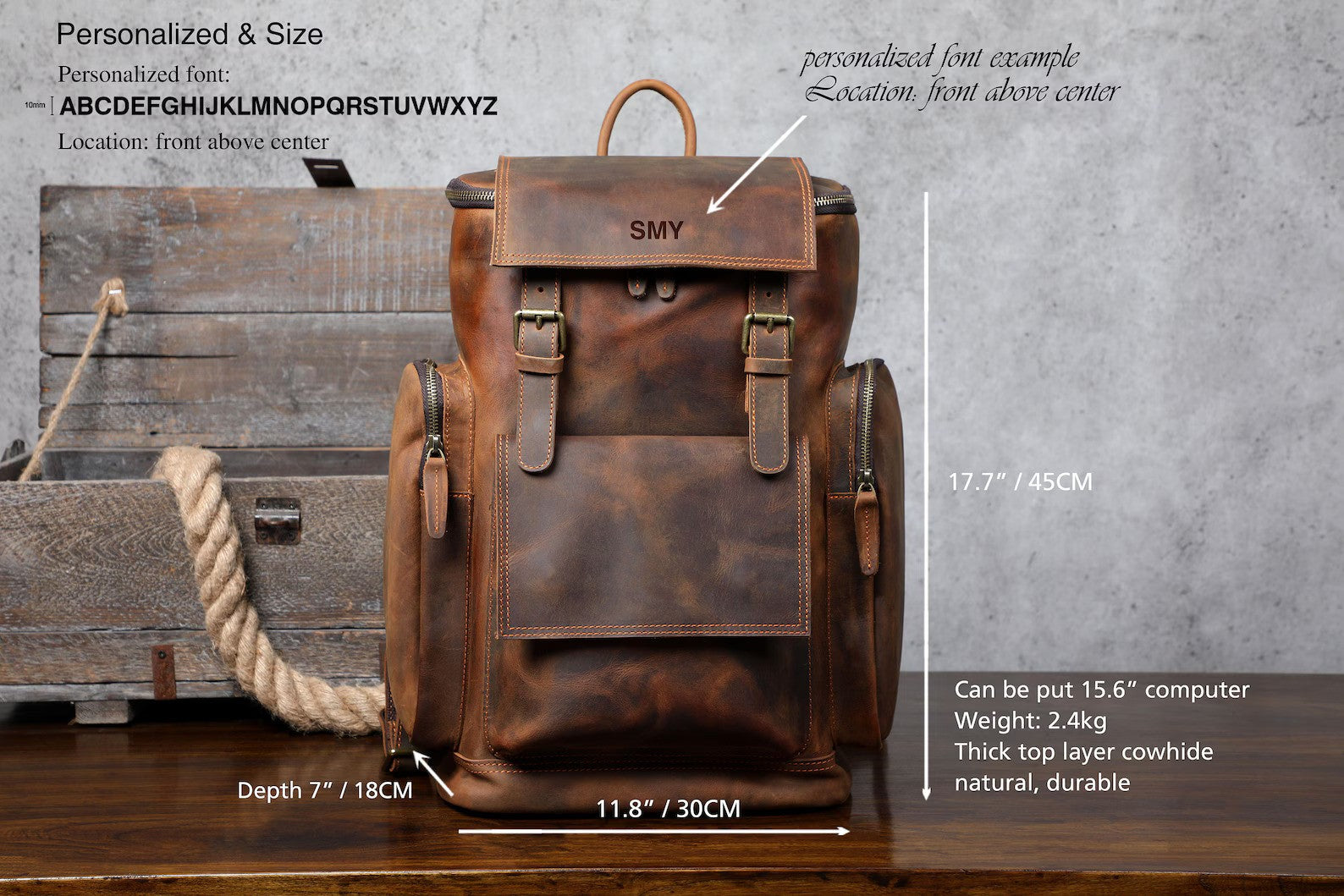 Leather Backpack Leather Travel Knapsack