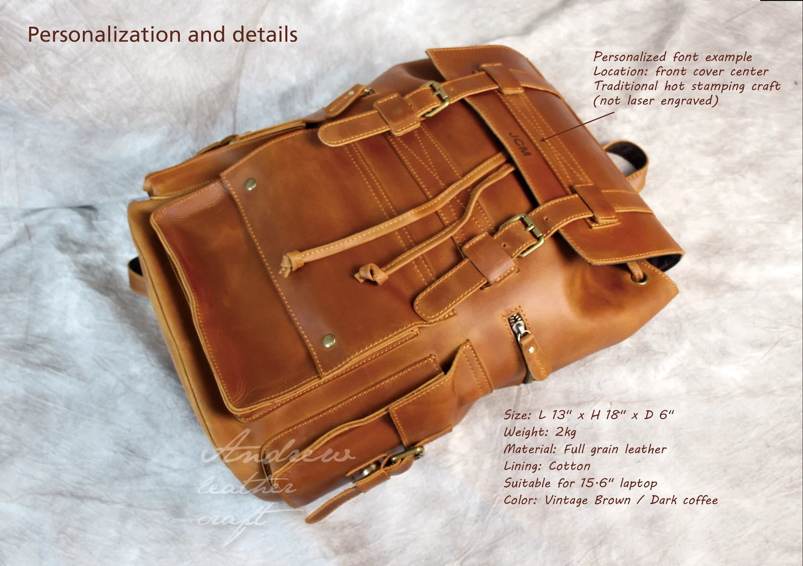 Leather Backpack, Full Grain Leather Bag
