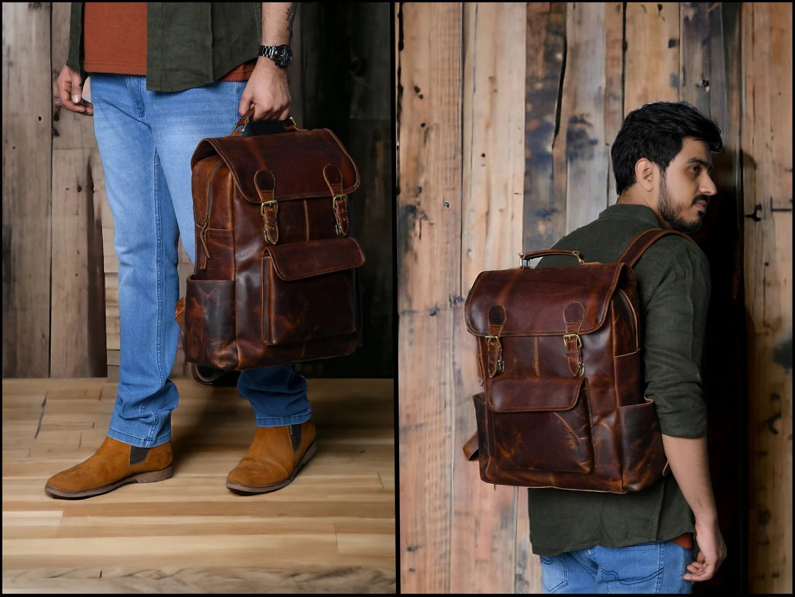 Leather Backpack, Travel Backpack Rucksack