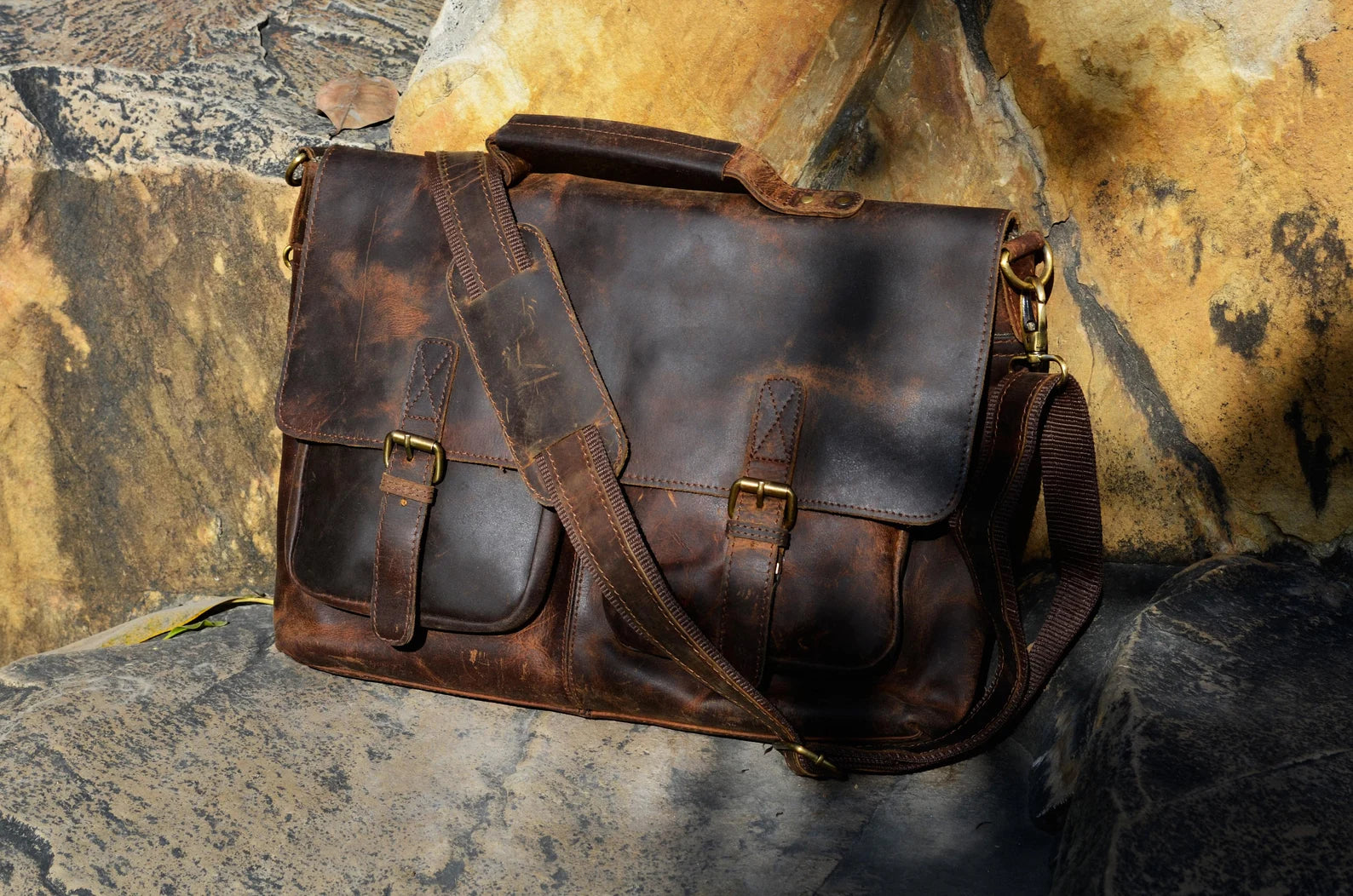 Buffalo Leather Messenger Laptop Bag