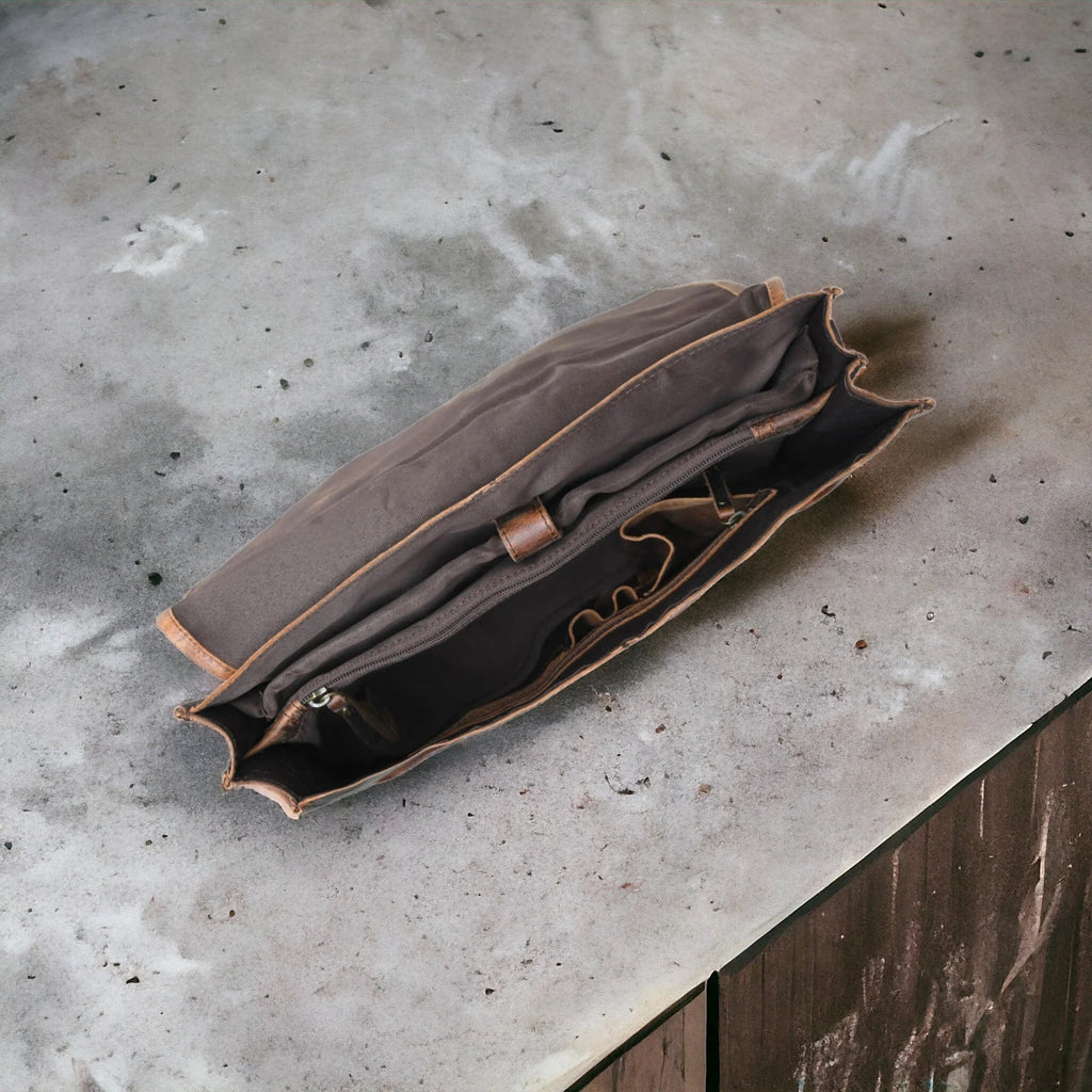 Leather messenger bag laptop shoulder bag