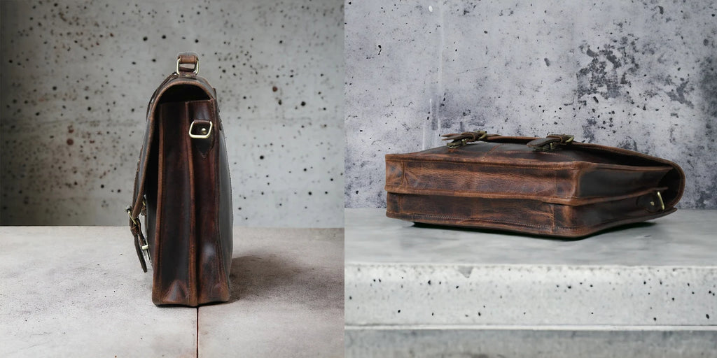 Leather messenger bag laptop shoulder bag
