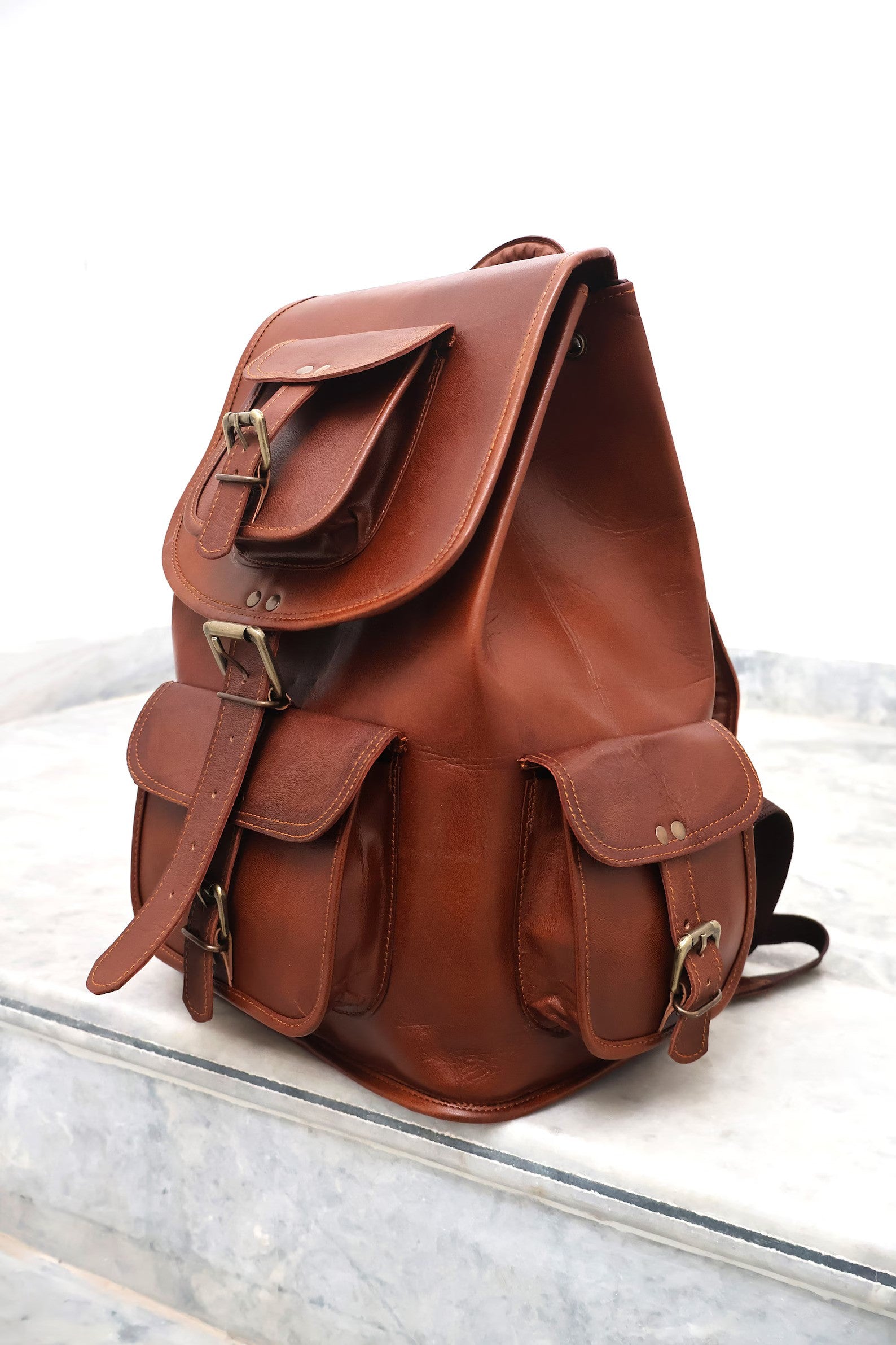 Handmade Leather Backpack for Men Women