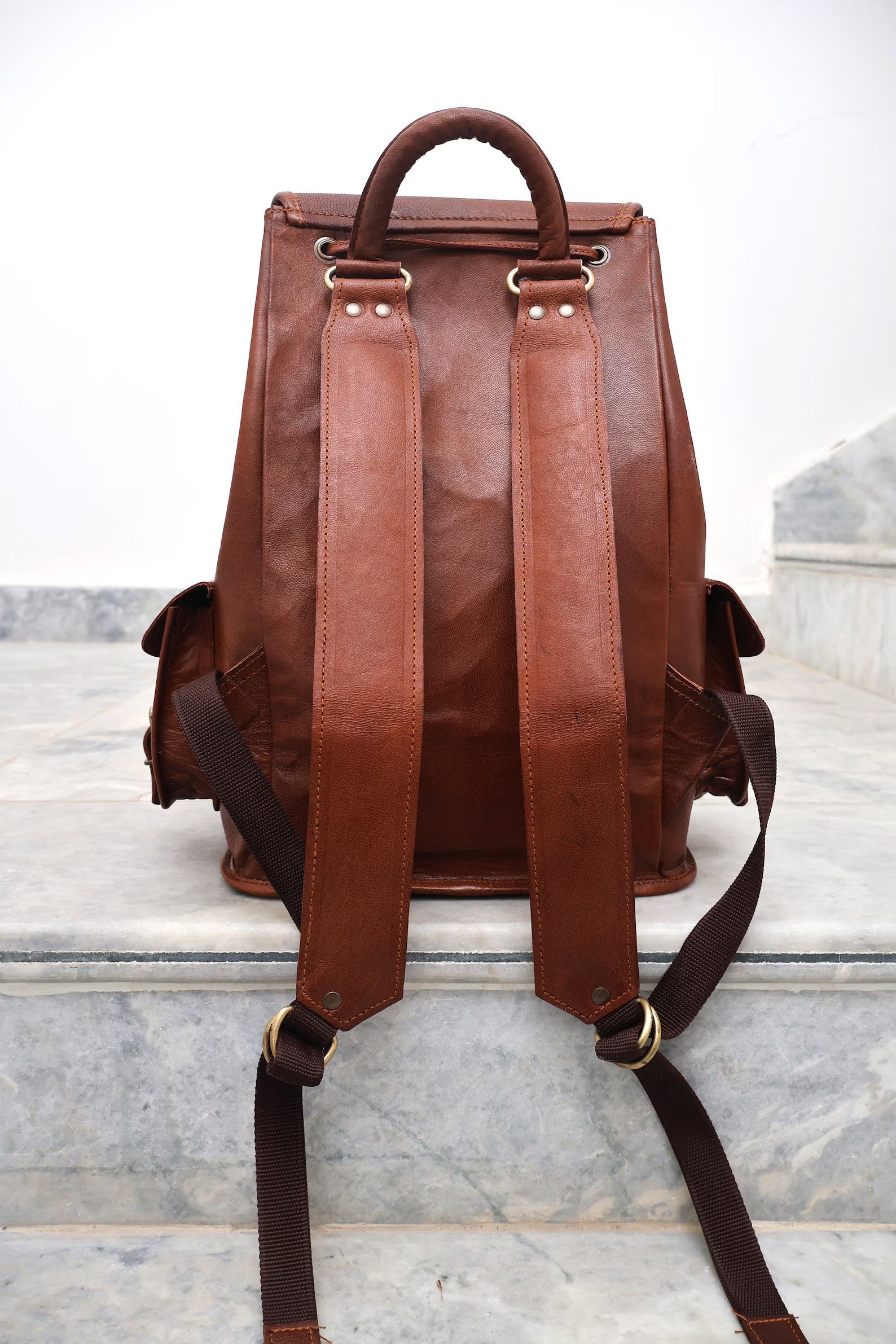 Handmade Leather Backpack for Men Women