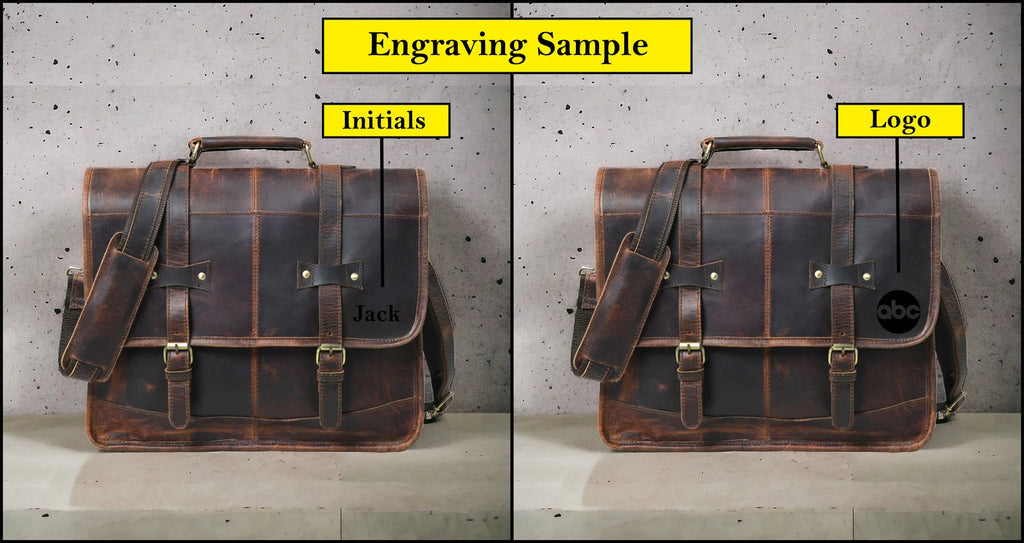 Leather messenger bag laptop shoulder bag