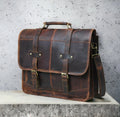 Leather messenger bag laptop shoulder bag