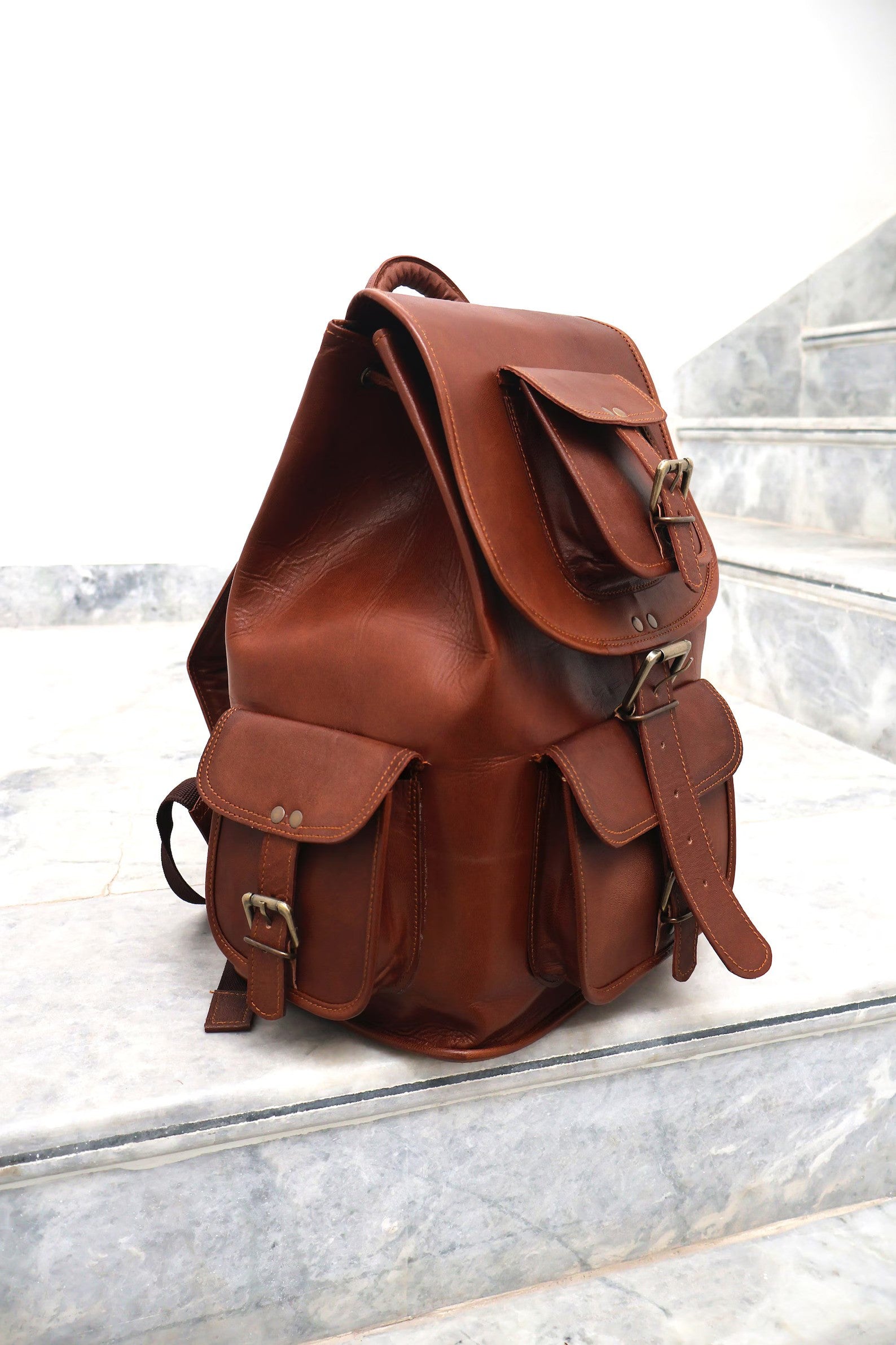 Handmade Leather Backpack for Men Women