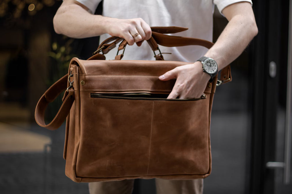 Buffalo Leather Messenger Cross-Body Bag