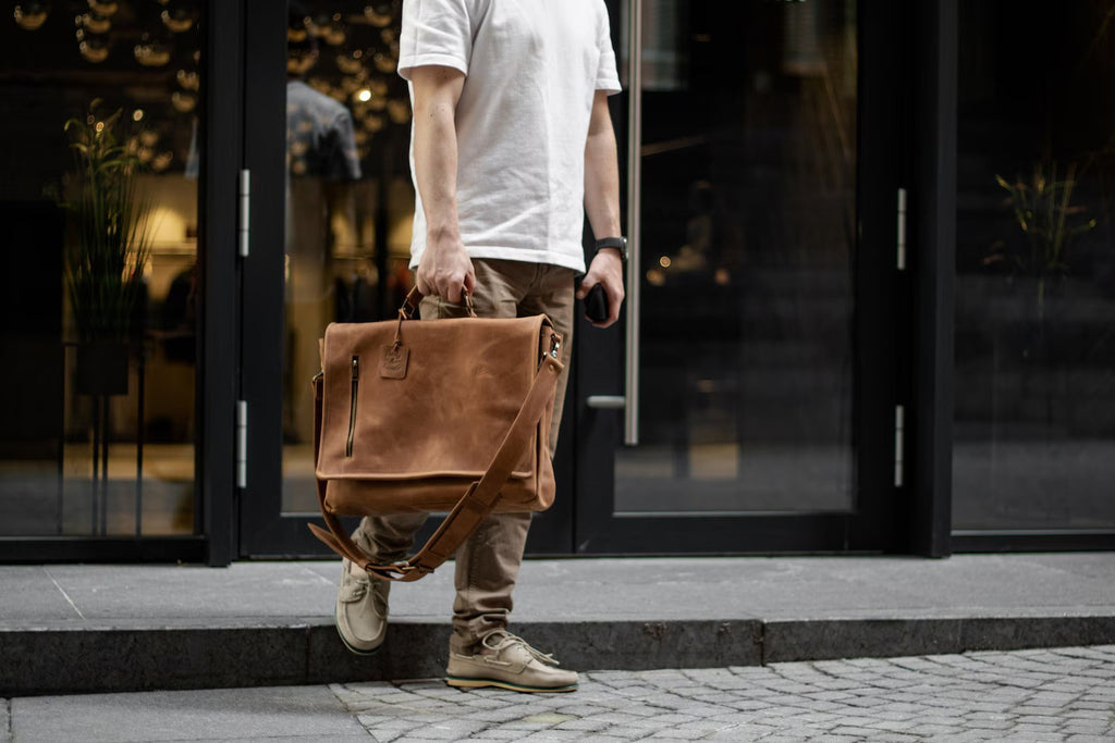 Buffalo Leather Messenger Cross-Body Bag