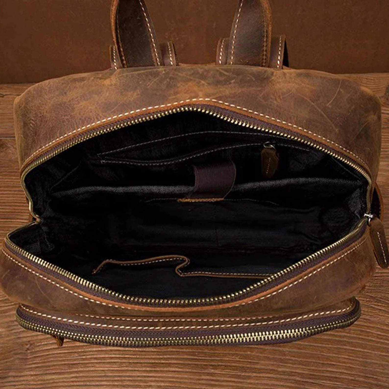 Handmade vintage leather backpack