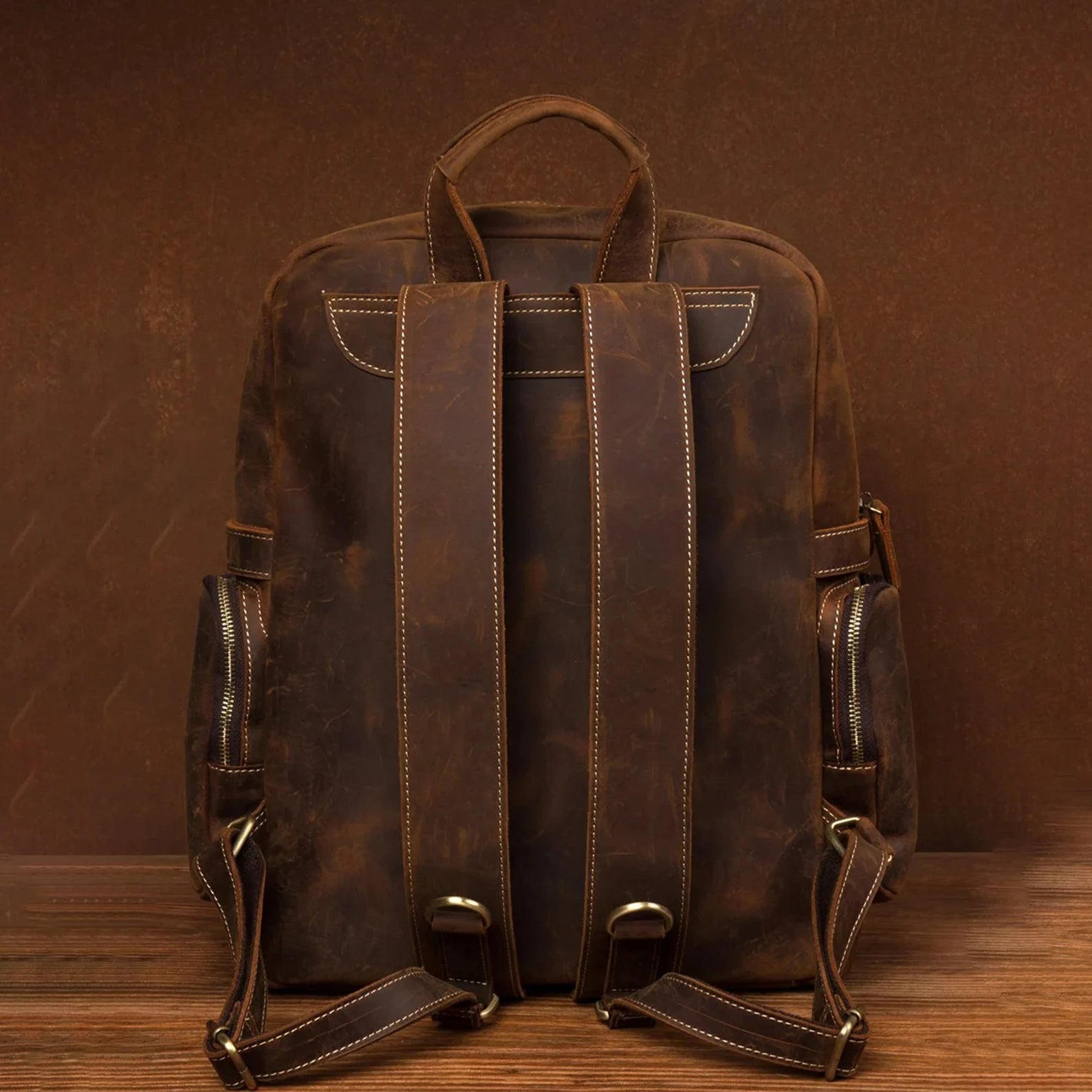 Handmade vintage leather backpack