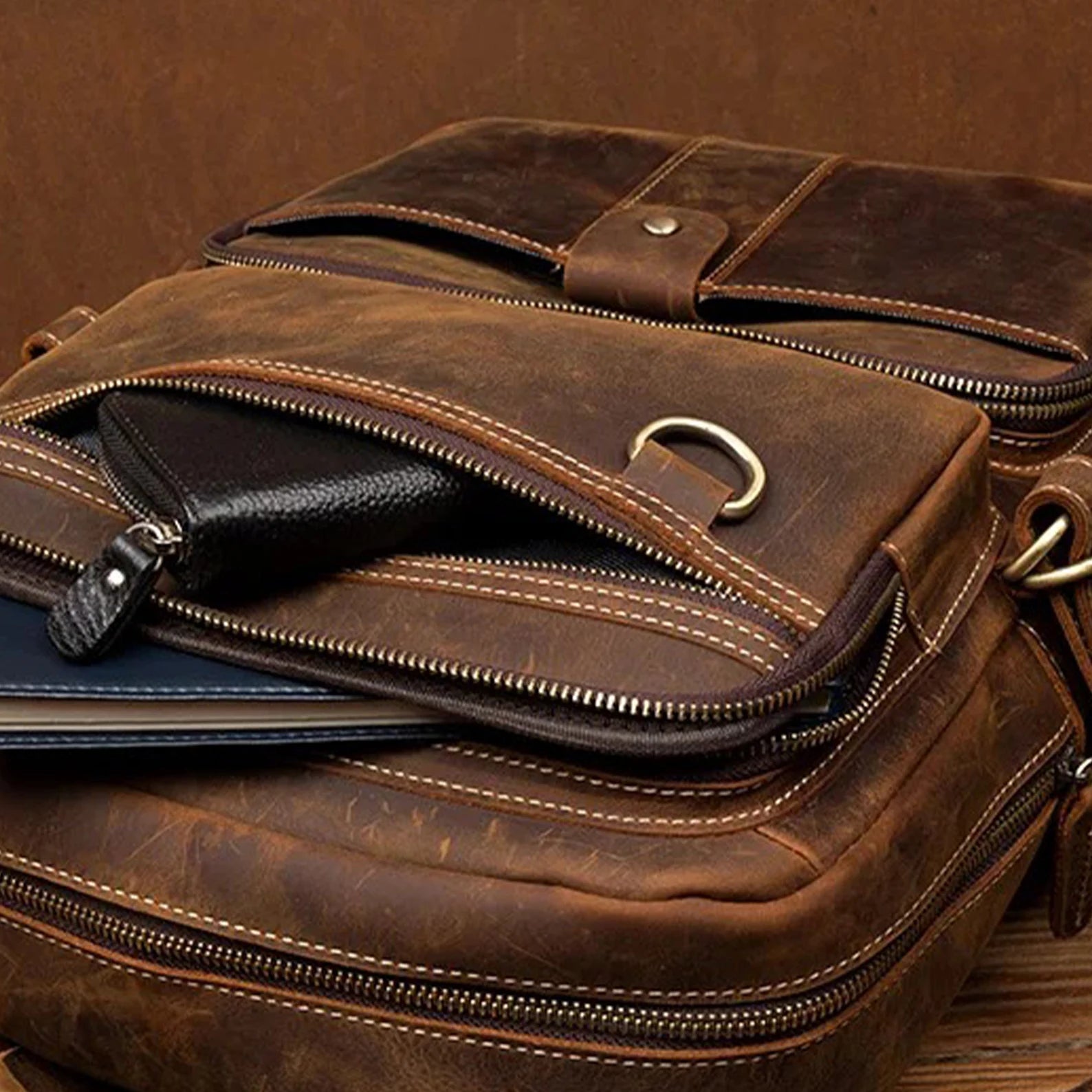 Handmade vintage leather backpack