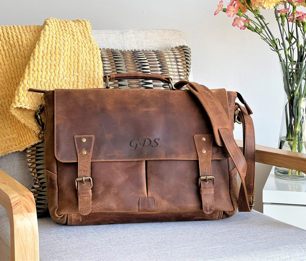 Leather Messenger Bag Briefcase