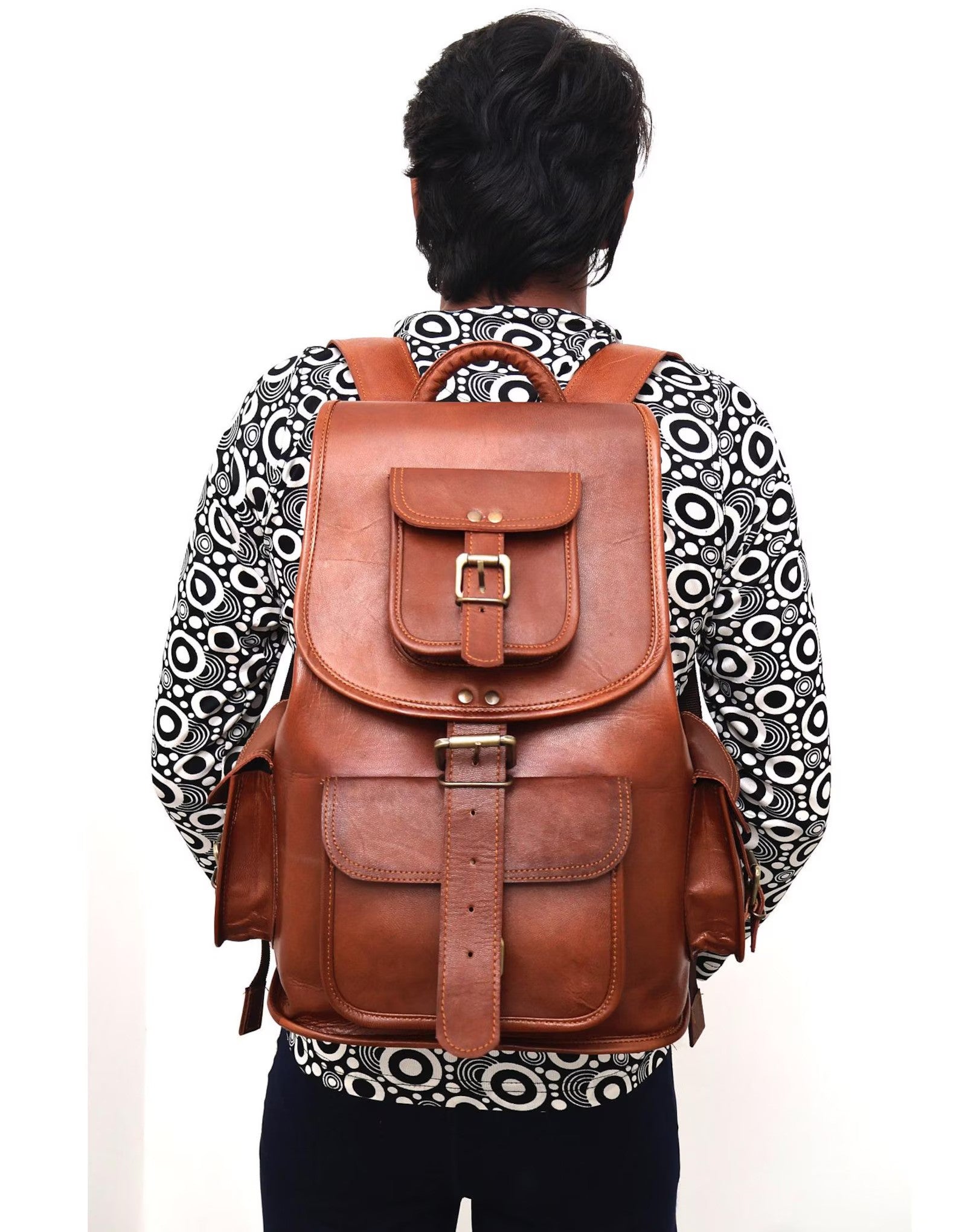 Handmade Leather Backpack for Men Women